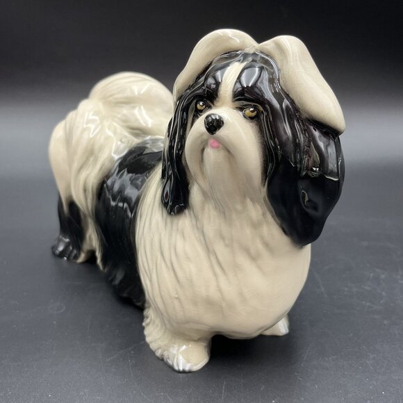 Coopercraft England Shih-Tzu / Lhasa Apso Black & White Ceramic Figurine - Picture 2 of 12